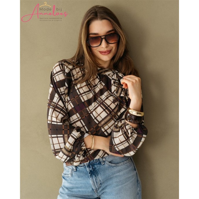 AndCo Woman Blouse Annette BL476 check Kaki